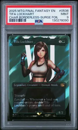 2025 MTG FINAL FANTASY CHARACTER BORDERLESS-SURGE FOIL #0536 TIFA LOCKHART PSA 9 - Image 1
