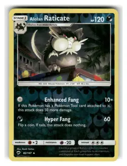 Alolan Raticate 82/147 Rare Burning Shadows Pokemon Reverse Holo Lightly Played - Image 1