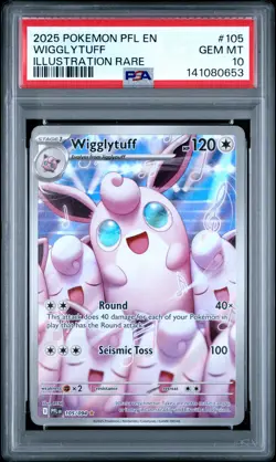 2025 POKEMON PFL EN-PHANTASMAL FLAMES ILLUSTRATION RARE #105 WIGGLYTUFF PSA 10 - Image 1