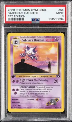2000 POKEMON GYM CHALLENGE 1ST ED #55 SABRINA'S HAUNTER PSA 9 - Image 1