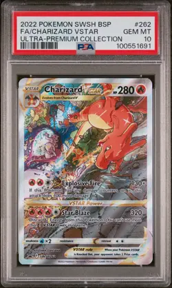 2022 POKEMON SWSH BLACK STAR PROMO #262 FULL ART/CHARIZARD VSTAR PSA 10 - Image 1