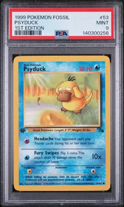 1999 POKEMON FOSSIL 1ST ED #53 PSYDUCK PSA 9 - Image 1
