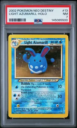 2002 POKEMON NEO DESTINY #13 LIGHT AZUMARILL-HOLO PSA 7 - Image 1