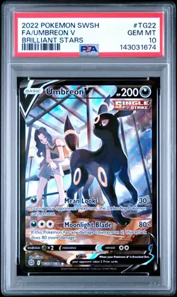 2022 POKEMON SWORD & SHIELD BRILLIANT STARS #TG22 FULL ART/UMBREON V PSA 10 - Image 1