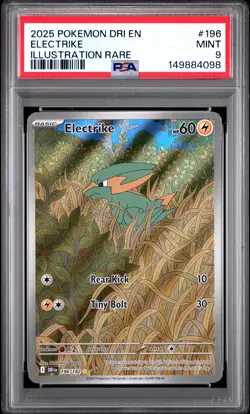 2025 POKEMON DRI EN-DESTINED RIVALS ILLUSTRATION RARE #196 ELECTRIKE PSA 9 - Image 1