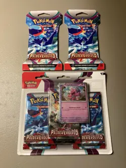 Lot of 3 Pokemon TCG Scarlet & Violet Paldea Evolved Booster Blister Packs New - Image 1