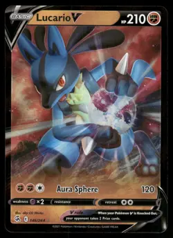 2021 Pokemon SWSH08: Fusion Strike Lucario V #146/264 – Raw Ungraded - Image 1