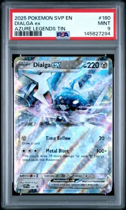 2025 POKEMON SVP EN-SV BLACK STAR PROMO AZURE LEGENDS TIN #180 DIALGA EX PSA 9 - Image 1