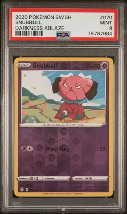 2020 POKEMON SWORD & SHIELD DARKNESS ABLAZE #070 SNUBBULL PSA 9 - Image 1