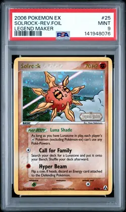 2006 POKEMON EX LEGEND MAKER #25 SOLROCK-REVERSE FOIL PSA 9 - Image 1