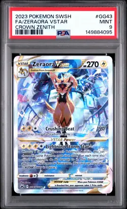 2023 POKEMON SWORD & SHIELD CROWN ZENITH #GG43 FULL ART/ZERAORA VSTAR PSA 9 - Image 1