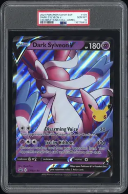 2021 POKEMON SWSH BLACK STAR PROMO CELEBRATIONS COLL-TAG DARK SYLVEON V PSA 10 - Image 1