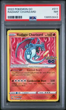 2022 POKEMON GO #011 RADIANT CHARIZARD PSA 7 - Image 1
