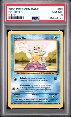 2000 POKEMON BASE SET 2 #93 SQUIRTLE PSA 8 - Image 1