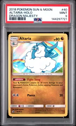 2018 POKEMON SUN & MOON DRAGON MAJESTY #40 ALTARIA-HOLO PSA 9 - Image 1