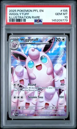 2025 POKEMON PFL EN-PHANTASMAL FLAMES ILLUSTRATION RARE #105 WIGGLYTUFF PSA 10 - Image 1