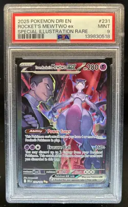 2025 Pokemon Destined Rivals Team Rocket's Mewtwo ex #231/182 PSA 9 - Image 1