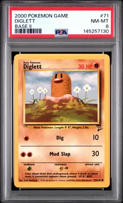 2000 POKEMON BASE SET 2 #71 DIGLETT PSA 8 - Image 1