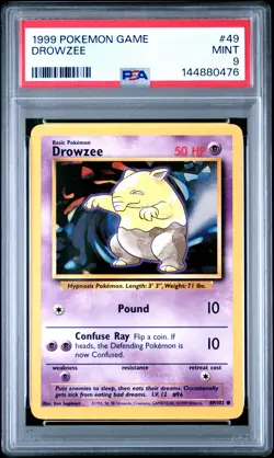 1999 POKEMON BASE SET UNLIMITED #49 DROWZEE PSA 9 - Image 1