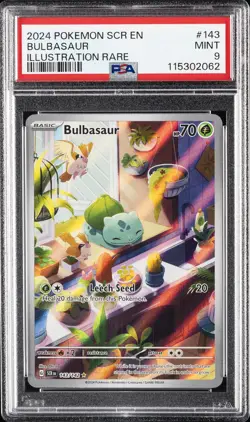 2024 POKEMON SCR EN-STELLAR CROWN ILLUSTRATION RARE #143 BULBASAUR PSA 9 - Image 1
