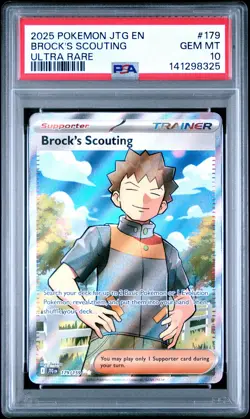 2025 POKEMON JTG EN-JOURNEY TOGETHER ULTRA RARE #179 BROCK'S SCOUTING PSA 10 - Image 1