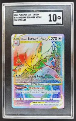 2022 Pokemon S&V Lost Origin Hisuian Zoroark VST SECRET RARE #203/196 SGC 10 BC - Image 1