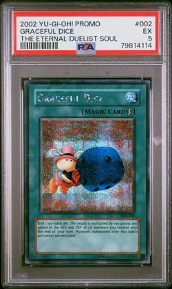 2002 YU-GI-OH! THE ETERNAL DUELIST SOUL PROMO #002 GRACEFUL DICE PSA 5 - Image 1