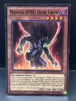 Yu-Gi-Oh Maze Of Muertos Masked HERO Dusk Crow Super Rare MZMU-EN014 NM!!! - Image 1