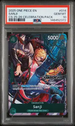 2025 ONE PIECE CHAMP 2025-26 CELEBRATION PACK #014 SANJI PSA 10 - Image 1