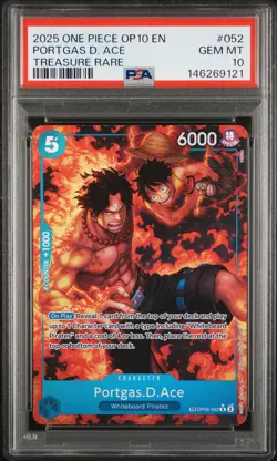 2025 ONE PIECE OP10-ROYAL BLOOD TREASURE RARE #052 PORTGAS D. ACE PSA 10 - Image 1