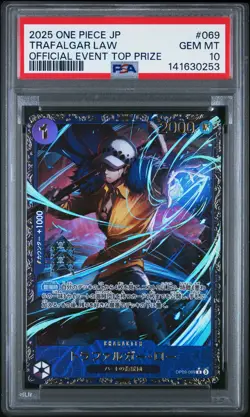 2025 ONE PIECE JPN PROMOS OFFICIAL EVENT TOP PRIZE #069 TRAFALGAR LAW PSA 10 - Image 1