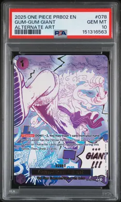 2025 ONE PIECE PRB02 ALTERNATE ART #078 GUM-GUM GIANT PSA 10 - Image 1