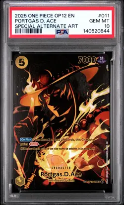 2025 One Piece OP12 En Portgas D Ace Special Alternate Art #011 PSA 10 Gem Mint - Image 1