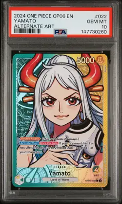 2024 ONE PIECE OP06-WINGS OF THE CAPTAIN ALTERNATE ART #022 YAMATO PSA 10 - Image 1