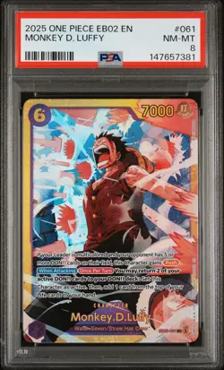 2025 ONE PIECE EB02-EXTRA BOOSTER -ANIME 25TH COLL- #061 MONKEY D. LUFFY PSA 8 - Image 1