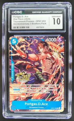 2025 ONE PIECE PORTGAS D. ACE PROMO OP07-053 CGC 10 TL3 - Image 1