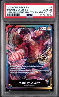 2025 ONE PIECE PROMOS 3RD ANV TOURNAMENT #P MONKEY D. LUFFY PSA 10 - Image 1