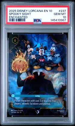 2025 DISNEY LORCANA WHISPERS IN THE WELL ENCHANTED #237 SPOOKY SIGHT PSA 10 - Image 1