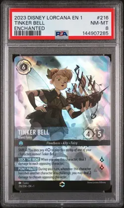 2023 DISNEY LORCANA EN 1-THE FIRST CHAPTER ENCHANTED #216 TINKER BELL PSA 8 - Image 1
