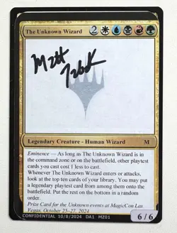 MTG The Unknown Wizard MagicCon 2024 Event Playtest Prize Card signed Matt Tabak - Image 1