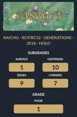 Generation RAICHU RC9 radiant collection 2016 Pokemon ACE grade 1 - Image 3