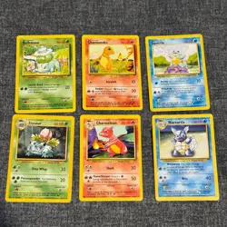 Pokemon TCG Base Set Starter Trio Bulbasaur, Charmander, Squirtle + More LP - Image 1