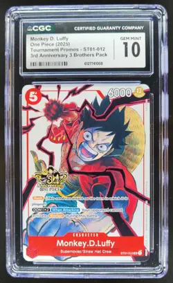2025 ONE PIECE MONKEY D. LUFFY PROMO ST01-012 CGC 10 TL3 - Image 1