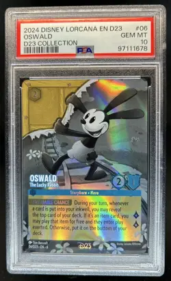 2024 Disney Lorcana TCG: Azurite Sea Oswald Lucky Rabbit Promos #06/D23 PSA 10 - Image 1