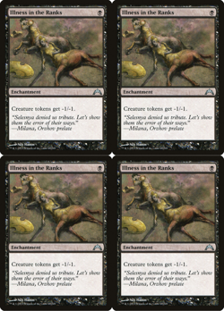 4x MTG 2013 ILLNESS IN THE RANKS - ENCHANTMENT, NM MAGIC CARD x4 copies UNCOMMON - Image 1