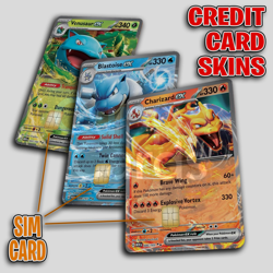 Venusaur, Blastoise, Charizard MEW 151 | Credit Card Skin/Sticker | 3 Pack - Image 1