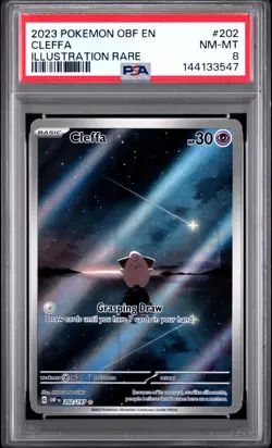 2023 POKEMON OBF EN-OBSIDIAN FLAMES ILLUSTRATION RARE #202 CLEFFA PSA 8 - Image 1