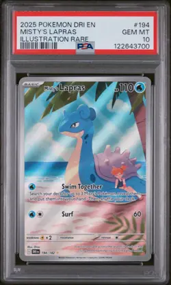 2025 POKEMON DRI EN-DESTINED RIVALS ILLUSTRATION RARE #194 MISTY'S LAPRAS PSA 10 - Image 1