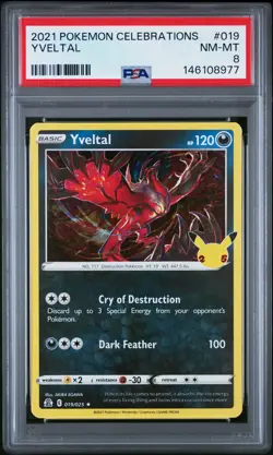 2021 POKEMON CELEBRATIONS #019 YVELTAL PSA 8 - Image 1