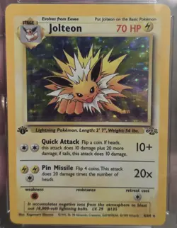 Pokemon Jolteon 1st Edition Holo Rare #4/64 Jungle 1999 Vintage WOTC CGC 8 - Image 3